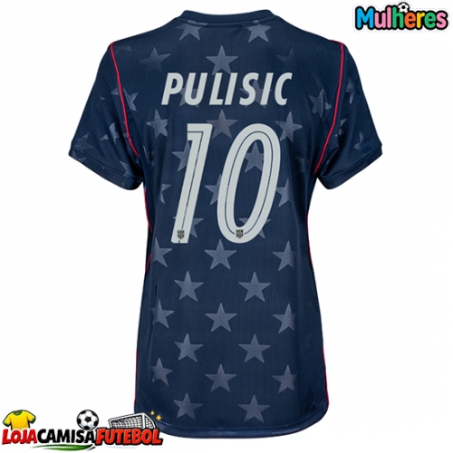 Camisa de Futebol Estados Unidos Christian Pulisic #10 Equipamento Secundário Mulheres Mundo 2026 Manga Curta